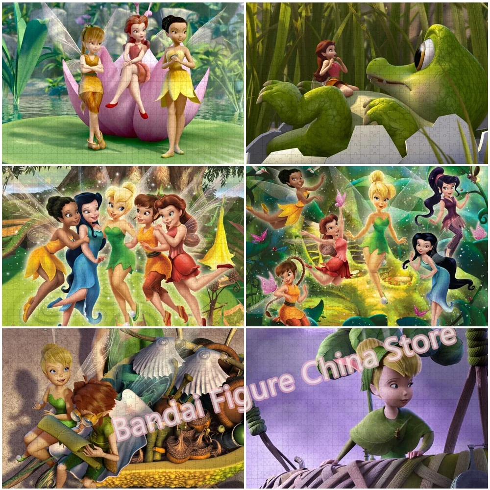 Disney Fairy Tinker Bell Puzzles pour enfants, 300 pièces, 500/1000 pièces, Neverland Adventure, films de dessin animé, puzzle imprimé, jouets de jeu