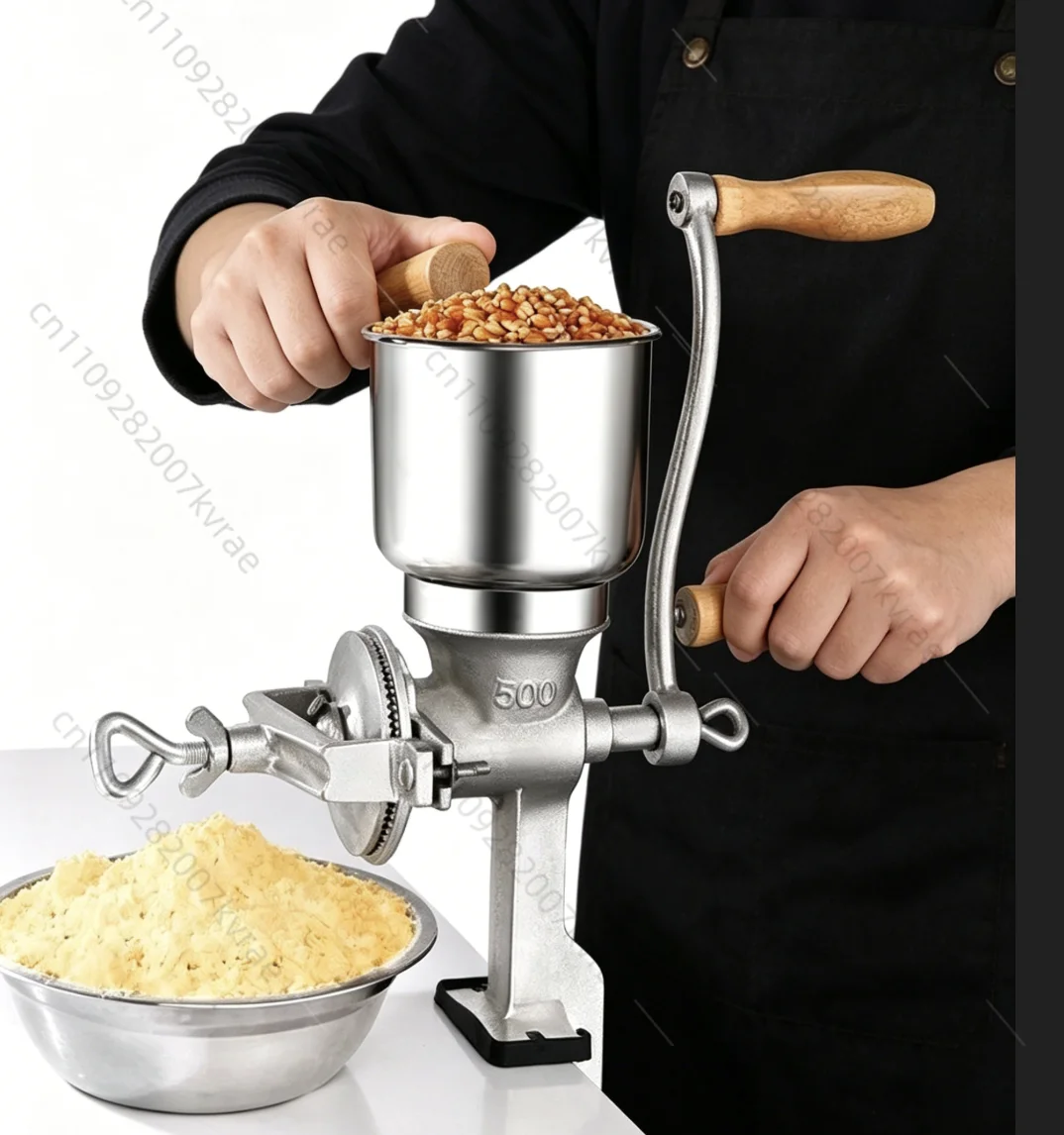 

Manual grinder, hand cranked food, corn, coffee beans, household stainless steel grinder without bucket