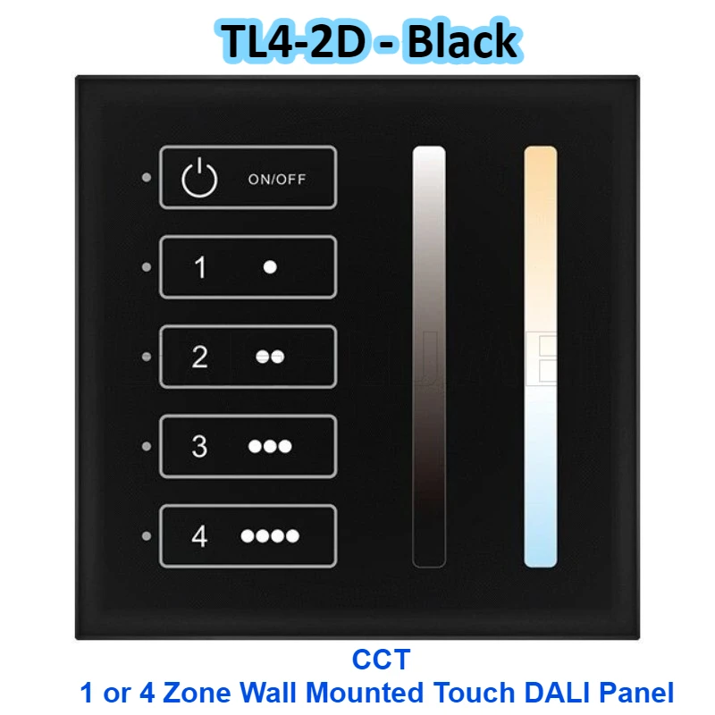 DC24V 1 Zone or 4 Zone Wall Mounted Touch Key DALI Panel DALI Bus Master TL4-1D/TL4-2D Match with RF 2.4G Single/Multiple zone