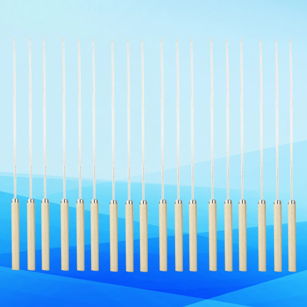 

50Pcs Bbq Forks Stainless Steel Wooden Handle Barbecue Skewers Flat Sticks for Grilling Corn Meat Cheese Outdoor Kitchen Cooking