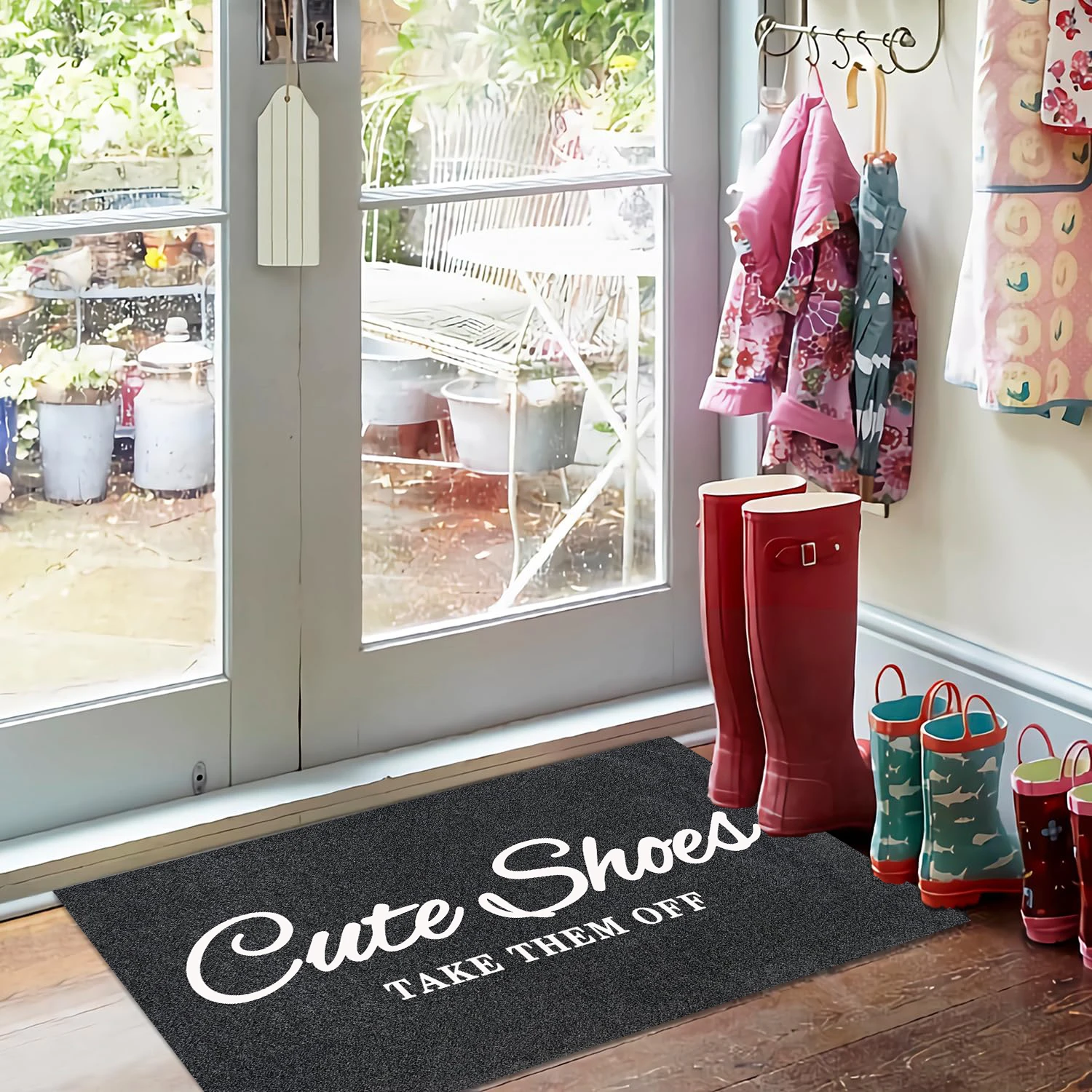 Cute Shoes Take Them Off Doormat, Rubber Backing Anti Slip Welcome Mat for Front Entrance Door, Outdoor Entryway Rug, Home Decor