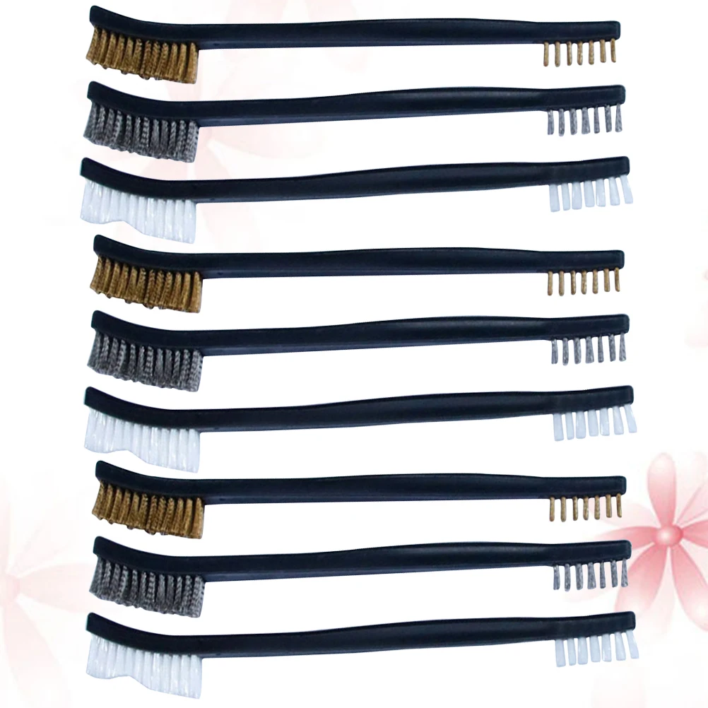 

9pcs Double Headed Car Cleaning Brush Strong Bristles Long Handle Tools For Window Frame Air Vent Engine Groove Auto Detailing