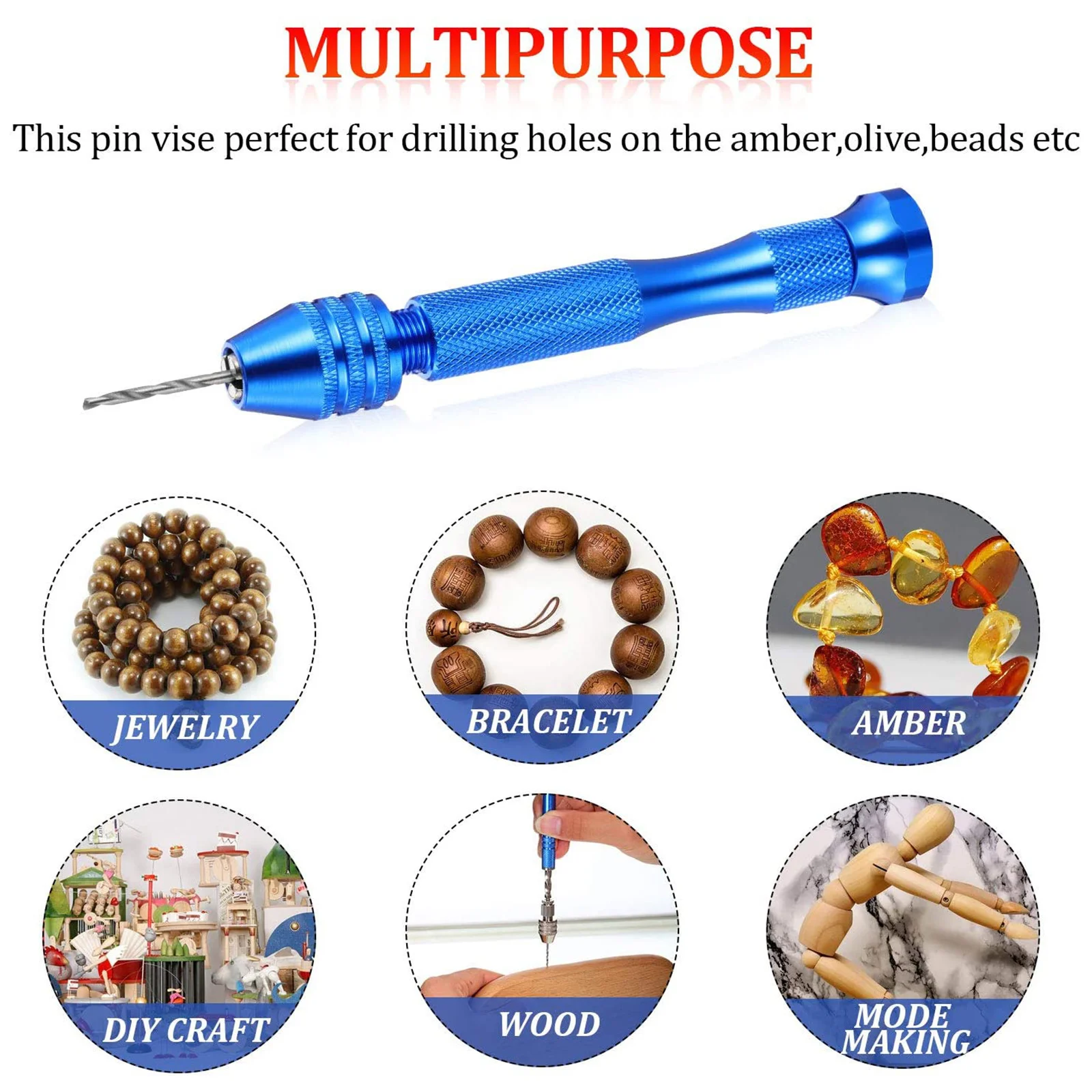 76Pcs Hand Drill Set Mini Rotary Tool Precision Pin Vise for Woodworking Electronic Assembling Manual Work Drilling