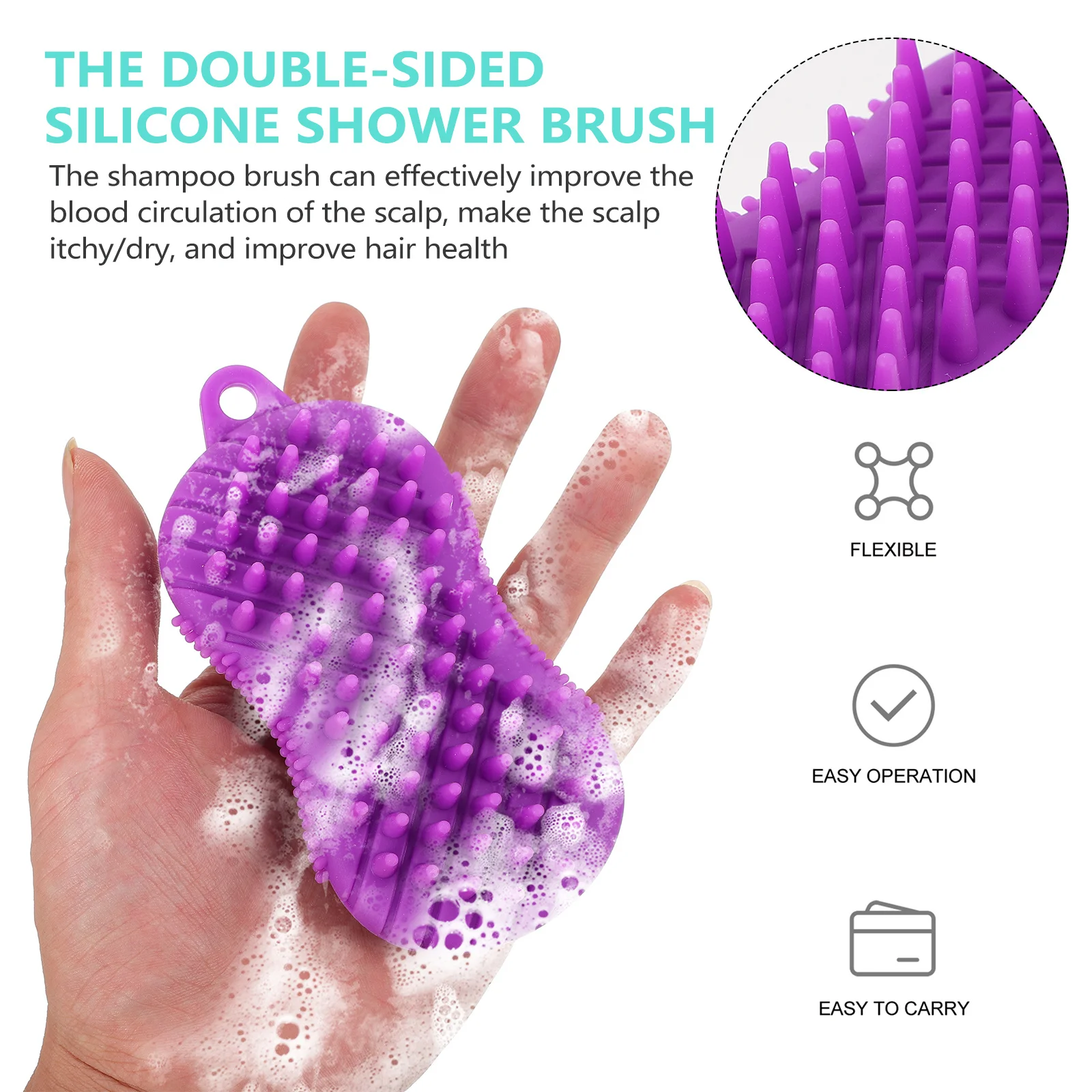 

2pcs Silicone Bath Brush Deep Clean Scalp Body Scrubber Soft For Baby Adult Shower Travel Gym Sauna Portable Hygienic Cleansing