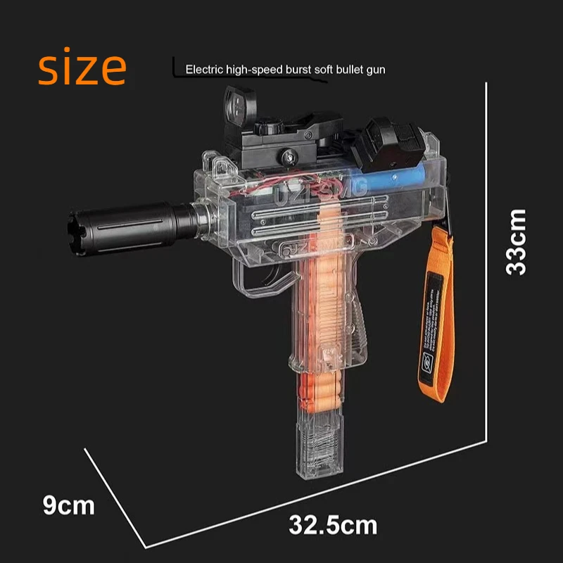 Electric Soft Bullet Submachine Gun UZI Toy Gun Model Shooting Toy Gun Pistol Outdoor Toys For Children Adults Best Gifts