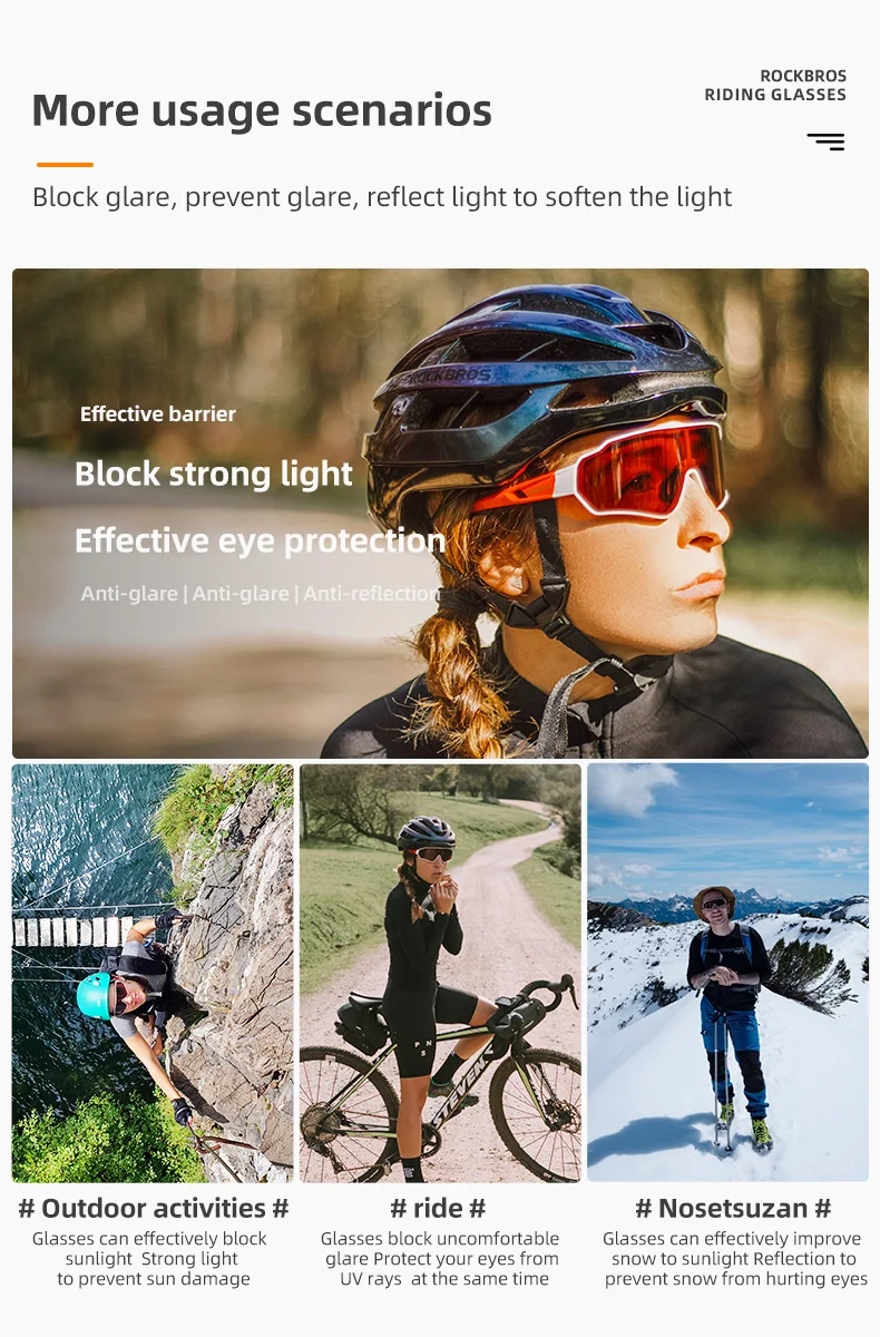 ROCKBROS Fahrrad Brille Photochrome Linse UV400 Sonnenschutz Fahrrad Sonnenbrille Outdoor Sport Brillen MTB Rennrad Brille – Detail 11