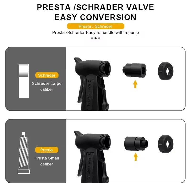 Tragbare 2-Wege-Handfahrradpumpe, Mini-Fahrradreifenfüller für Schrader- und Presta-Ventile, leichte Luftpumpe für MTB Mountain Road – Detail 5