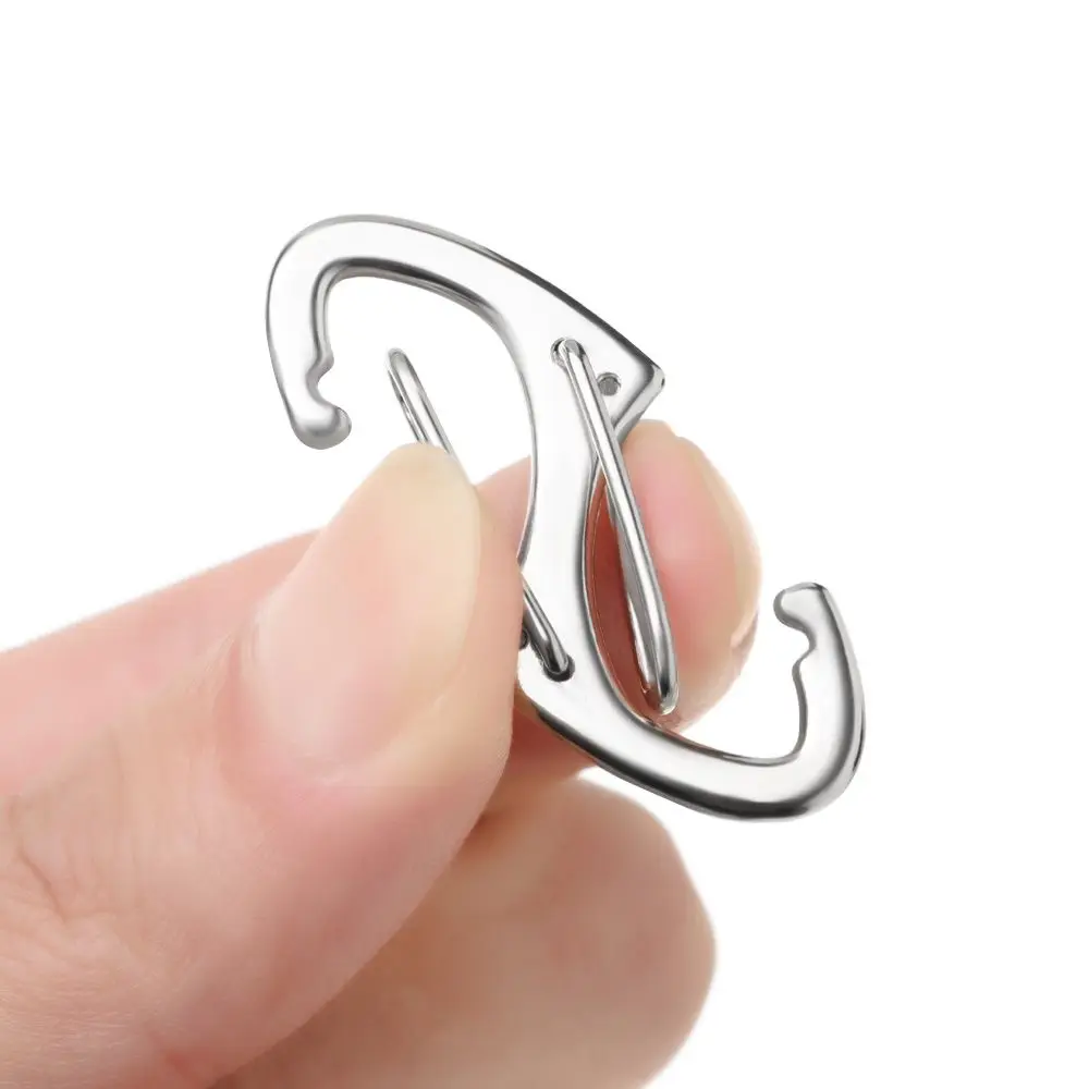 10pcs Zinc Alloy S Type Carabiner With Lock Mini Keychain Hook Anti-Theft Outdoor Camping Backpack Buckle Key-Lock Tool