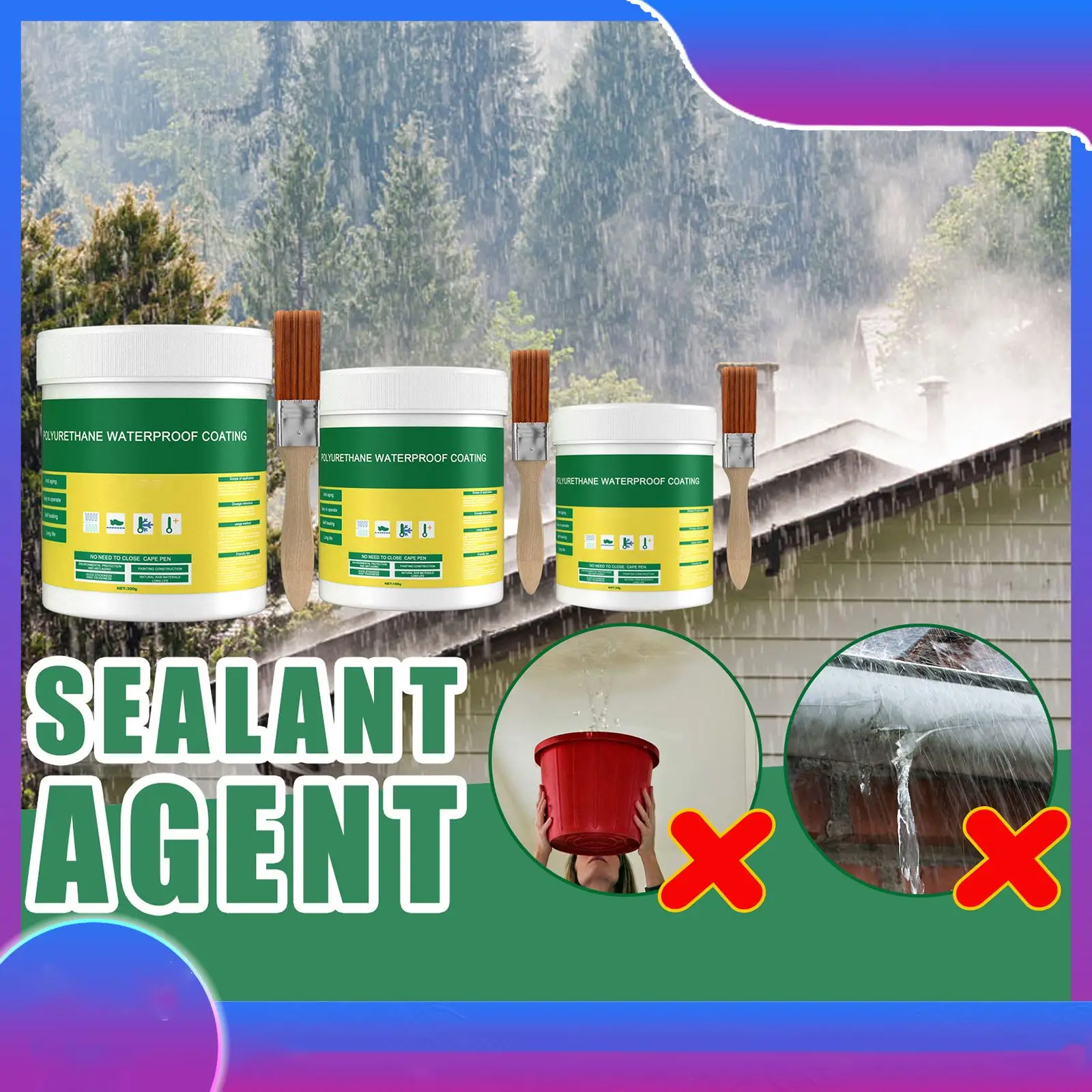 

Waterproof Coating Sealant Agent Transparent Invisible Paste Glue With Brush Restore Adhesive Roof Bathroom 30/100/300g