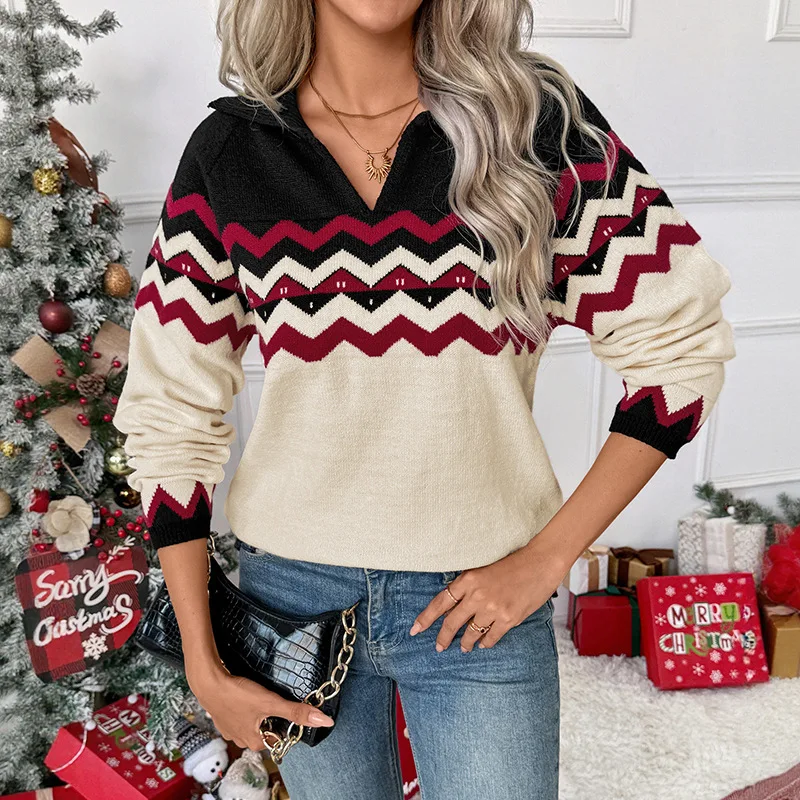 

Autumn Design Line Sweater Christmas Women's Pullover Sweater