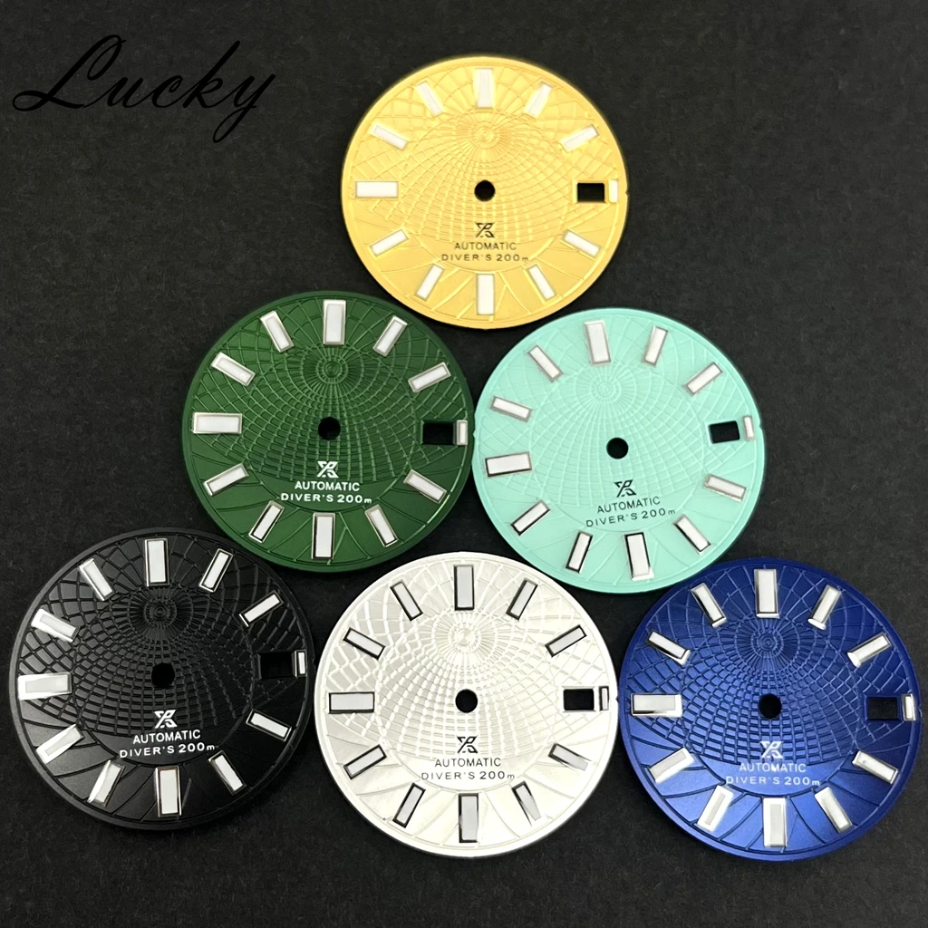 High Quality 28.5mm Watch Dial Single Calendar Green Luminous Fit NH35 NH36 Watch Movement Accessories Replacement Part