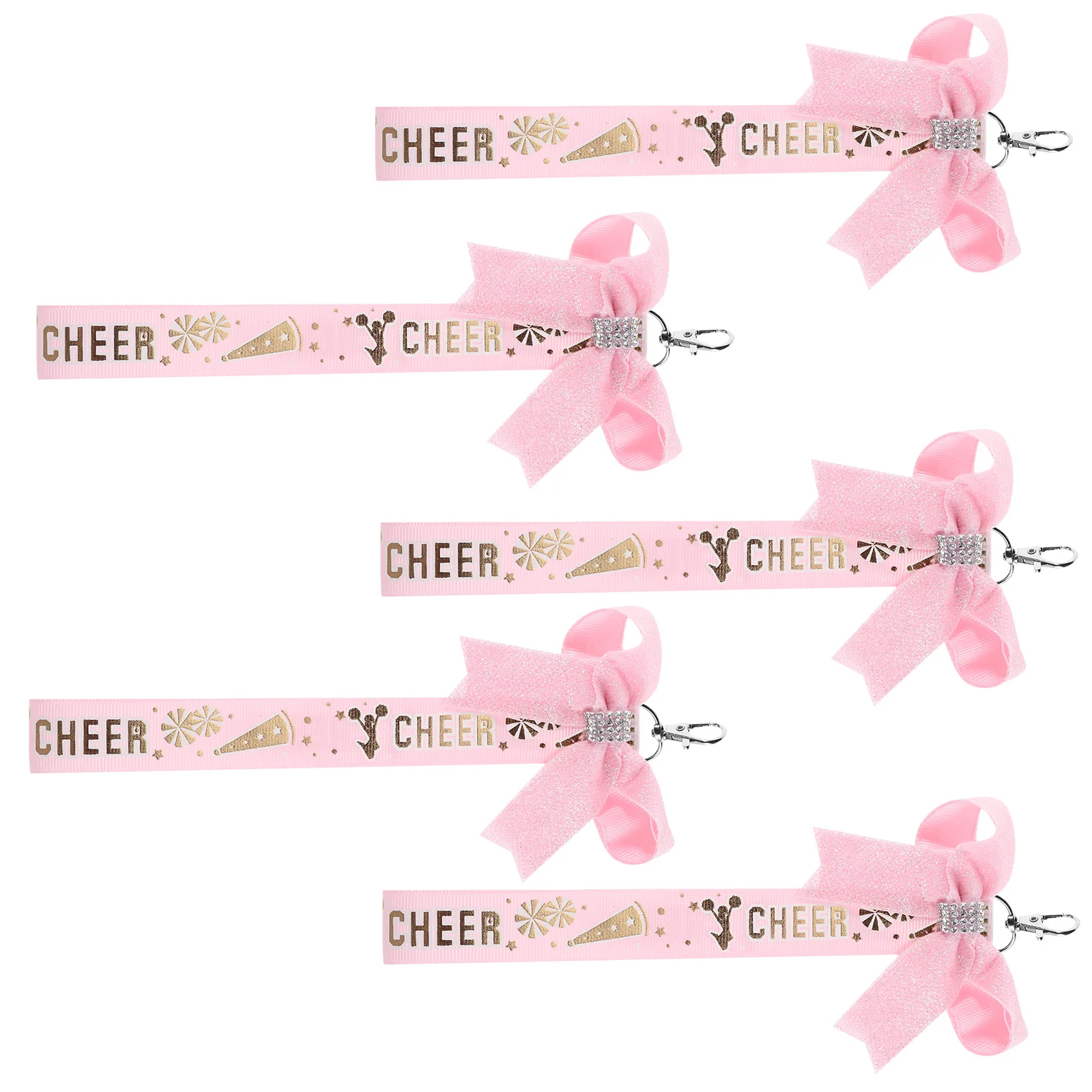 

5pcs Keychain Butterfly Bow Ribbon Fashionable Key Ring For Girls Bag Pendant Cheerleader Accessories Portable Decorative Charm