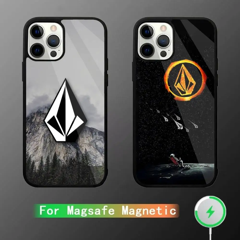 حافظة هاتف V-VOLCOM-S Sport Style لهاتف iPhone 17,16,15,14,13,12,11,Pro,Max,Plus,Mini,SE4,E شحن لاسلكي Magsafe مغناطيسي
