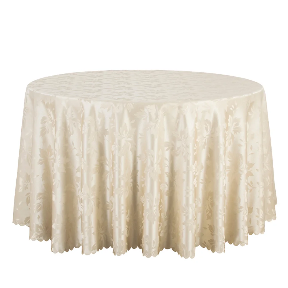 Decor Dining Tablecloths Solid Polyester Jacquard Round Table Cloth Hotel Wedding Table Cover Damask Table Linens White 260cm