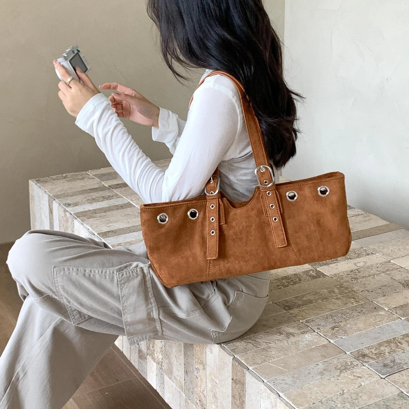 

2025 Textured Suede Tote Bag, Vintage-Inspired Convertible Top Handle & Shoulder Purse for Women Structured Carryall​