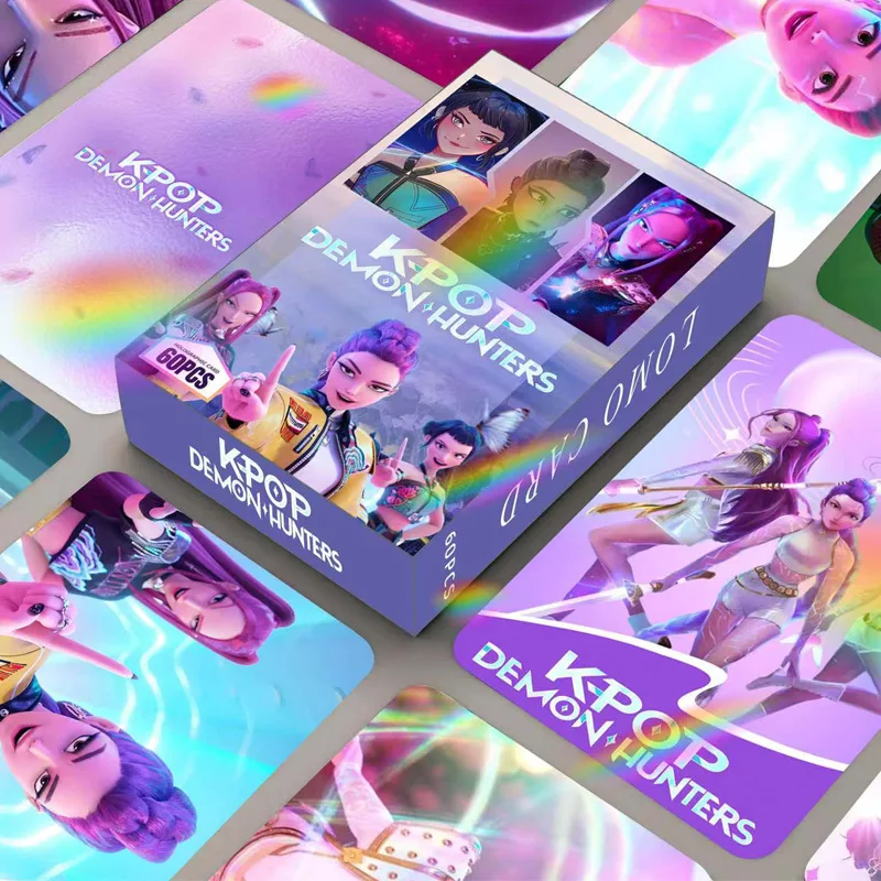 

60pcs Huntrix Girls KPop Demon Hunters Holographic LOMO Cards Double-Sided Anime Photo Cards for Collection Decor