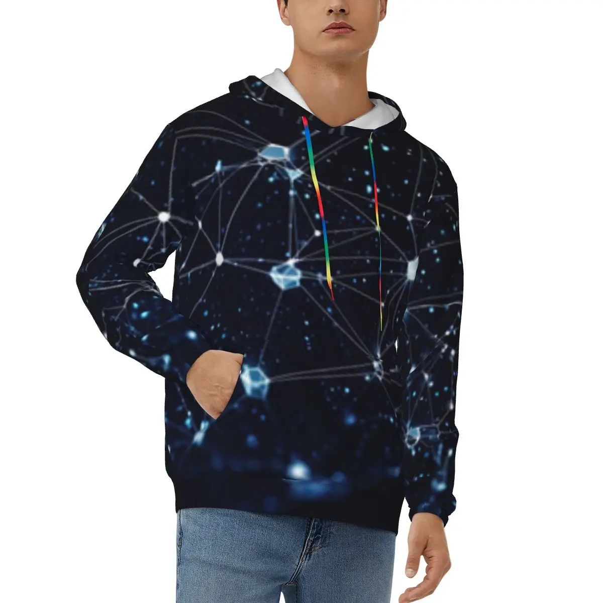 Network Of Dots And Lines Hoodies Men Sweatshirt Male Hoody Hip Autumn Winter Hoodie Mens Clothing