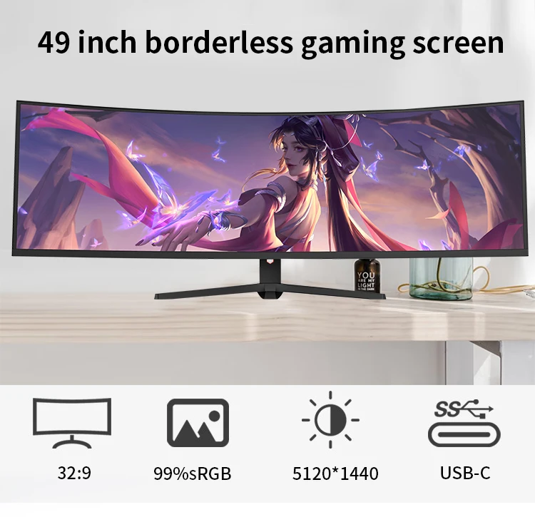 49-Inch 5K Curved Gaming Monitor Budget-Friendly 165Hz Computer Monitor with High Refresh Rate for Gamers