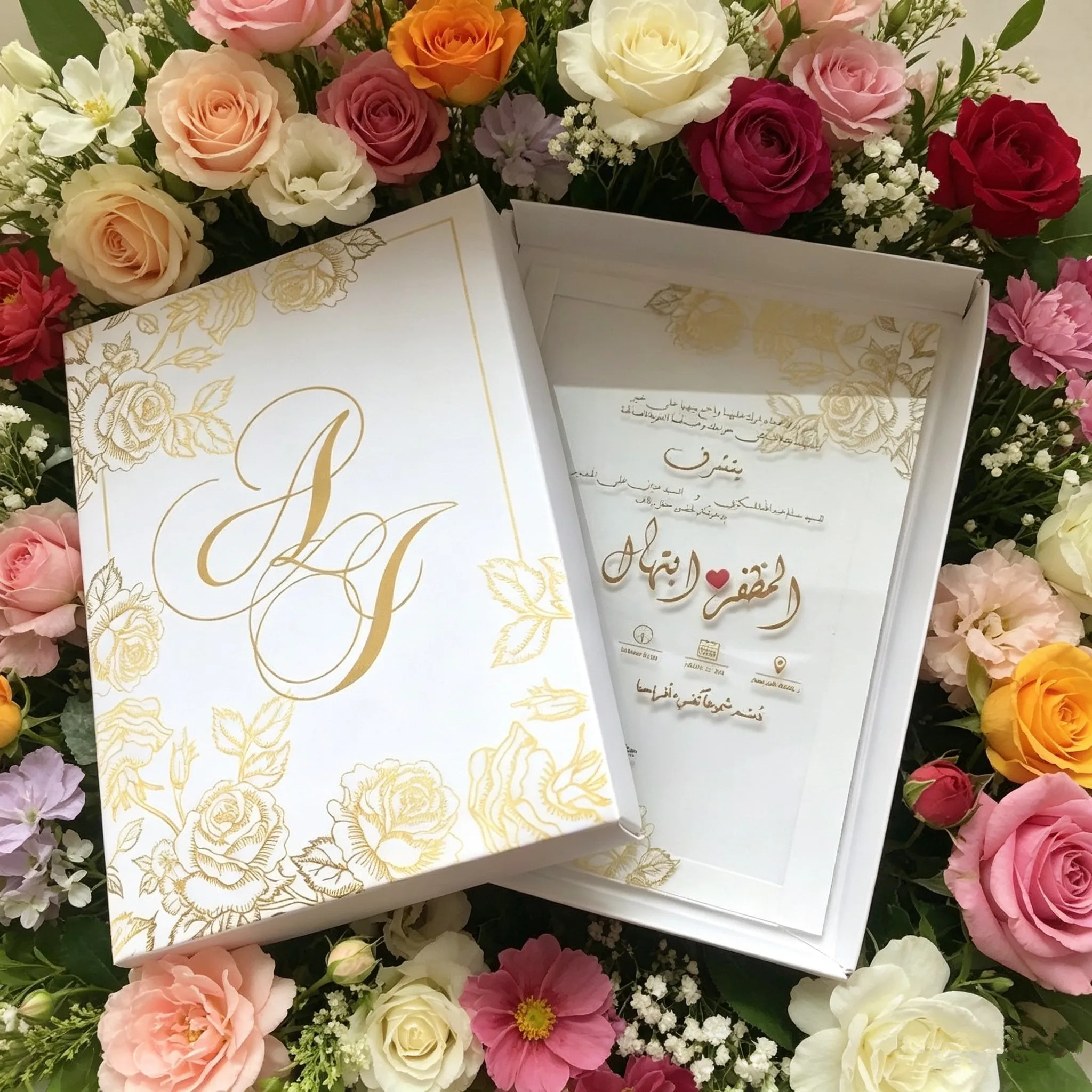 10pcs Personalize Invitation Card Rose Flower Arabic Wedding Invitations Fancy Souvenir Wedding Marriage Cards Customer Card Box