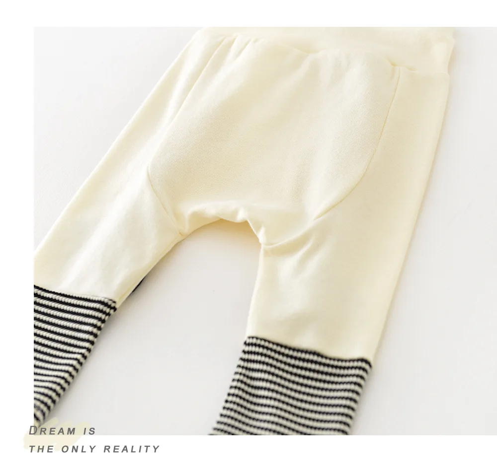2024 Fashion Infant Spring Thin Cartoon Leggings Boy Girl Children High Waist Splicing Striped Pants Baby Cotton Casual Trousers 6