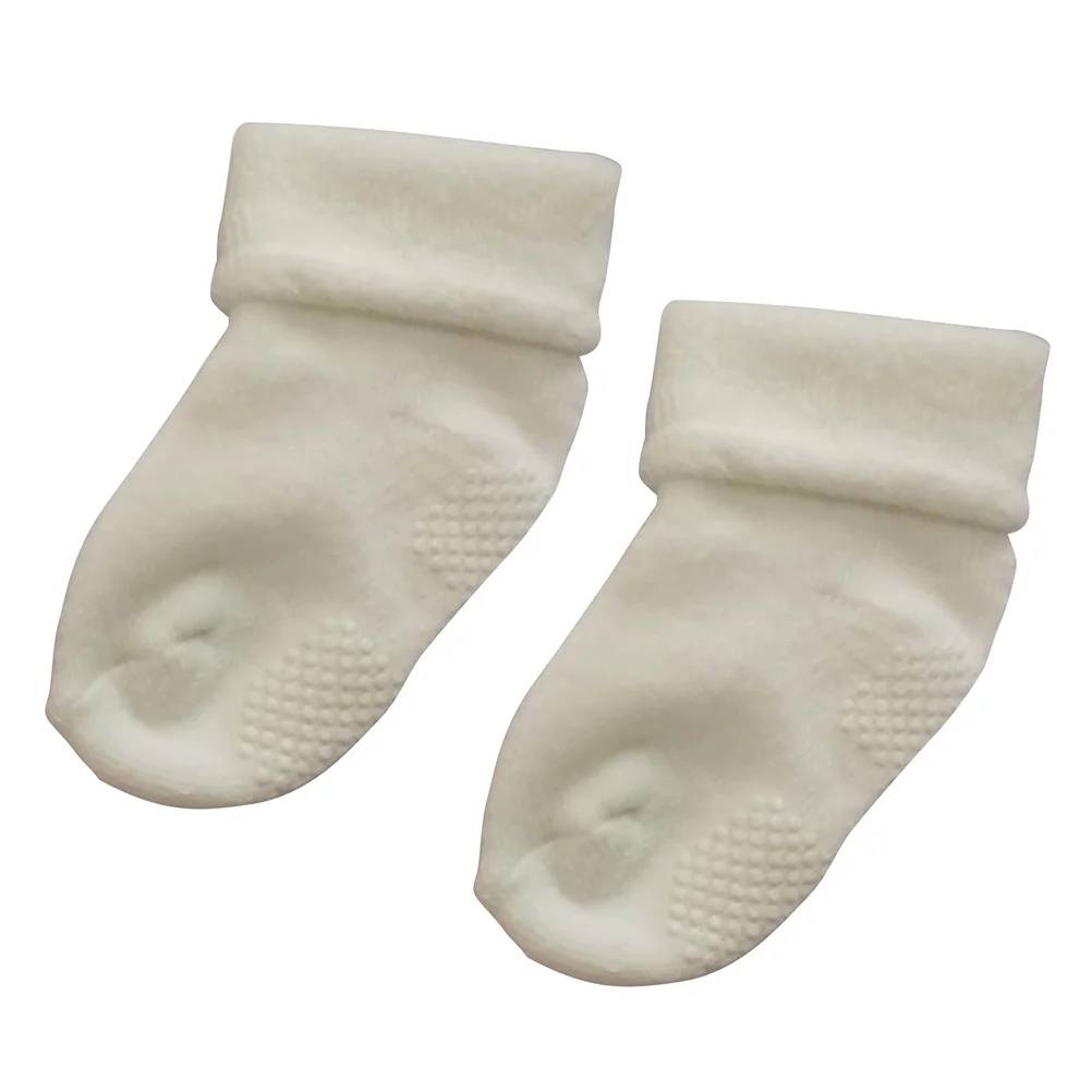 

Newborn Cotton Thickening Socks Baby Boys Girls Autumn Winter Loose Mouth Socks M 1-3 Milk White No Shrinkage