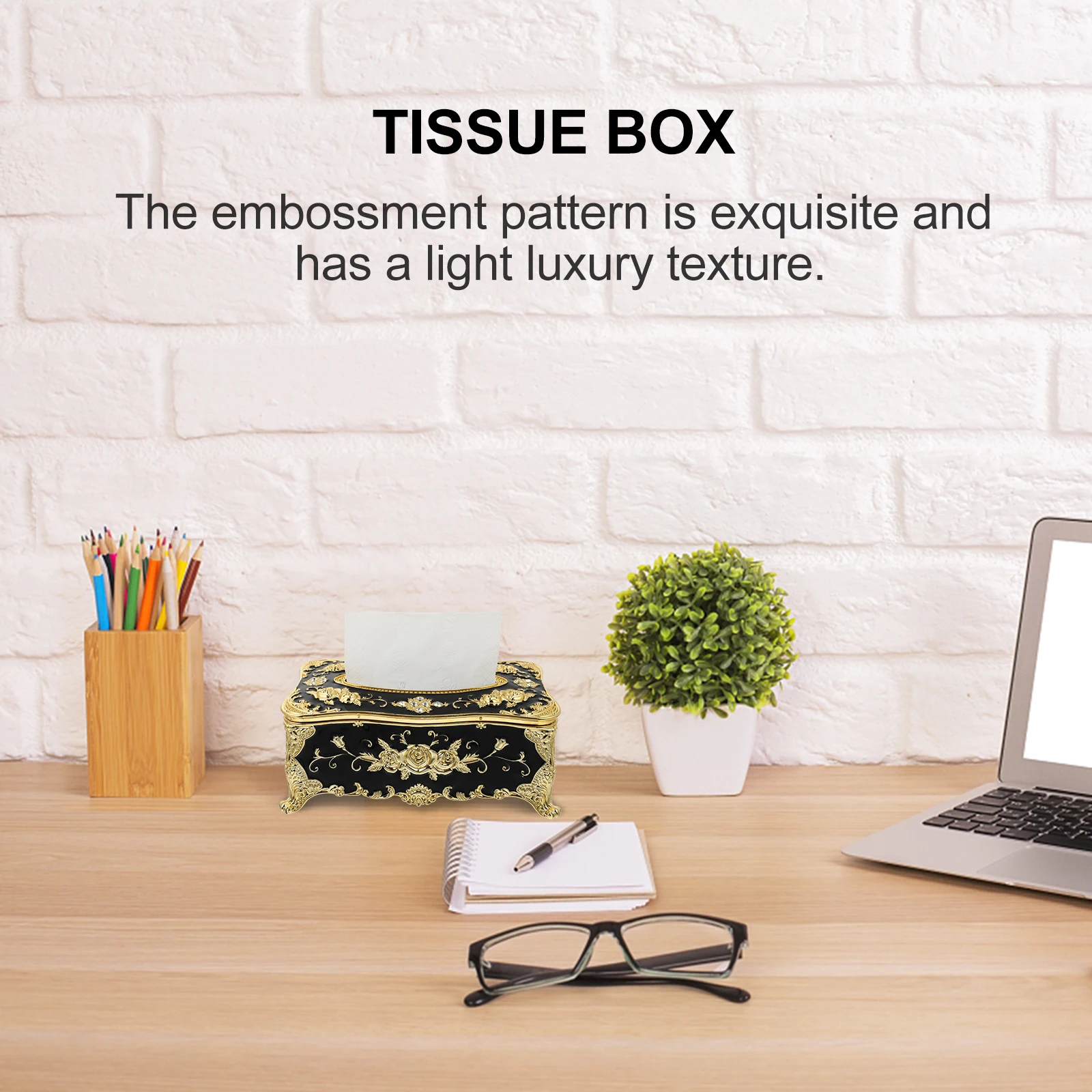 

1pc Acrylic Tissue Black Gold European Style Home Office European Style Tissue Box Decor Paper Napkin Holder Storage Solution