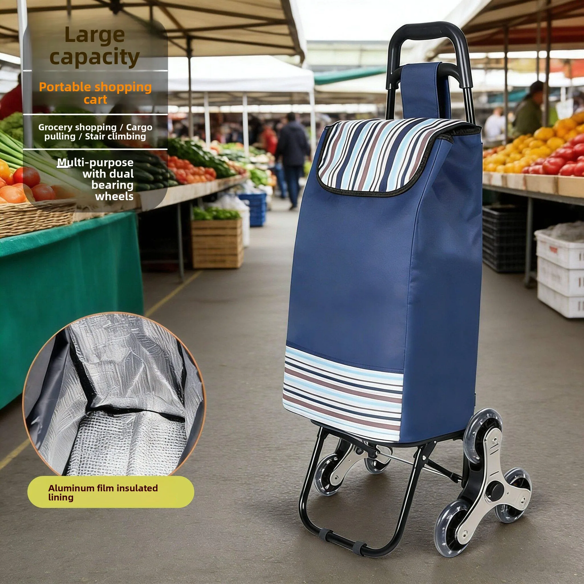 portable-folding-stainless-steel-shopping-cart-large-capacity-vegetable-buying-little-pulling-car-crystal-wheel-wear-resistant