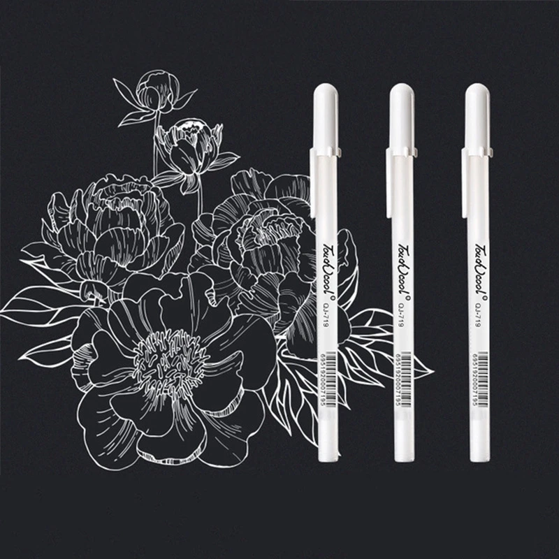 أبيض هلام القلم قلم تحديد 0.8 مللي متر اللوحة الفن علامات اللوازم المدرسية رسم علامات