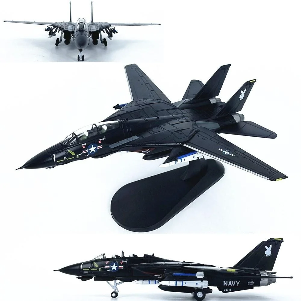 Diecast 1:100 Scale American F14 Tomcat Fighter VX-4 Squadron Alloy Aircraft Model For Adult Boy Souvenir Plane Gifts With Stand