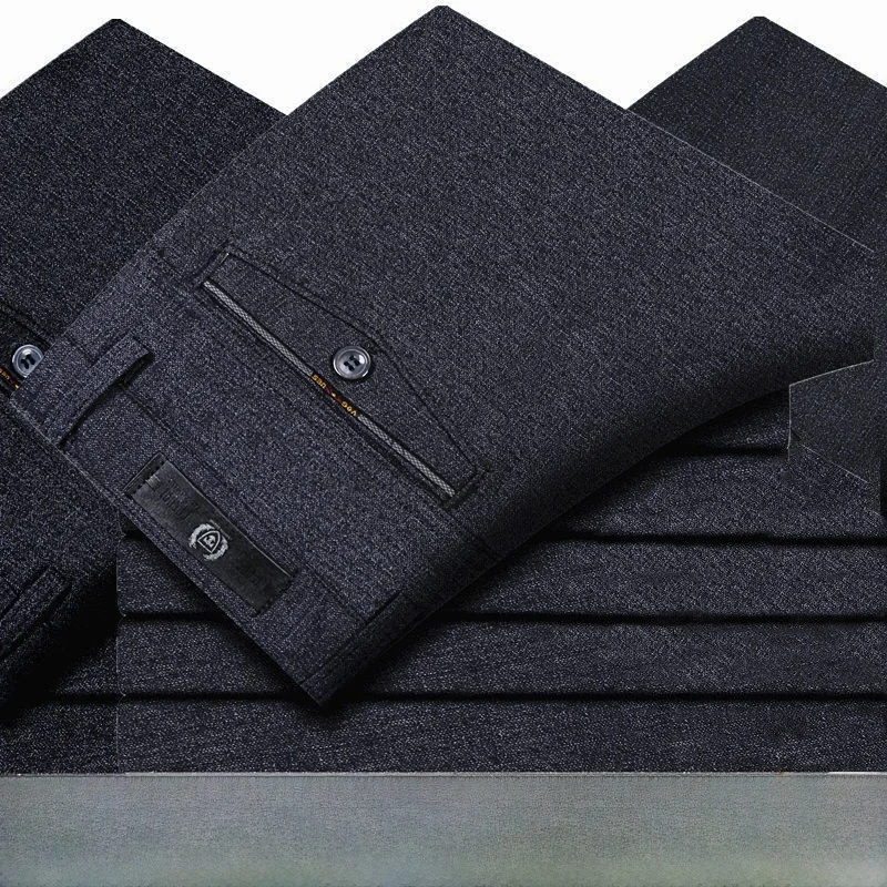 

Busin Casual Straight Leg Men's Pants Autumn Winter Loose plus Size Mid-aged And ly Anti-wrinkle Thiened Long Trousers