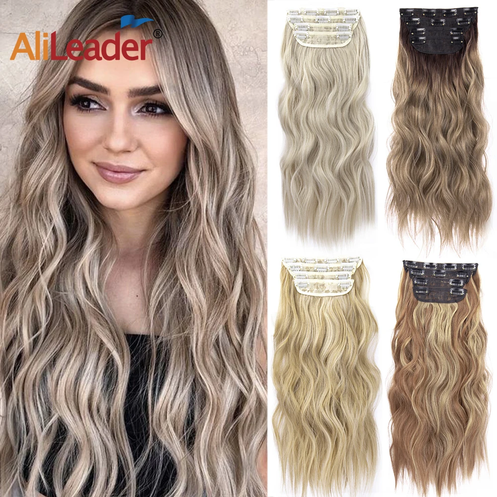 Newly Full Generous Synthetic Hair 11 Clip In Hair Extension Clip For Women 4Pcs Hair Extension Ombre Fake Hairpiece Long Wavy