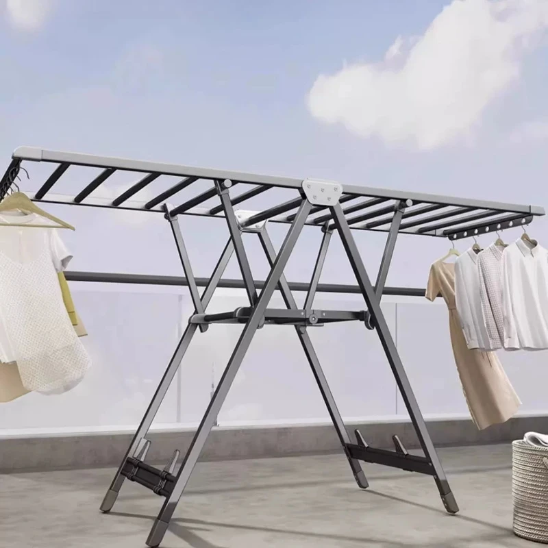 

Foldable drying rack, floor-standing balcony, household cooler rod, bedroom outdoor quilt drying artifact, easy to dry