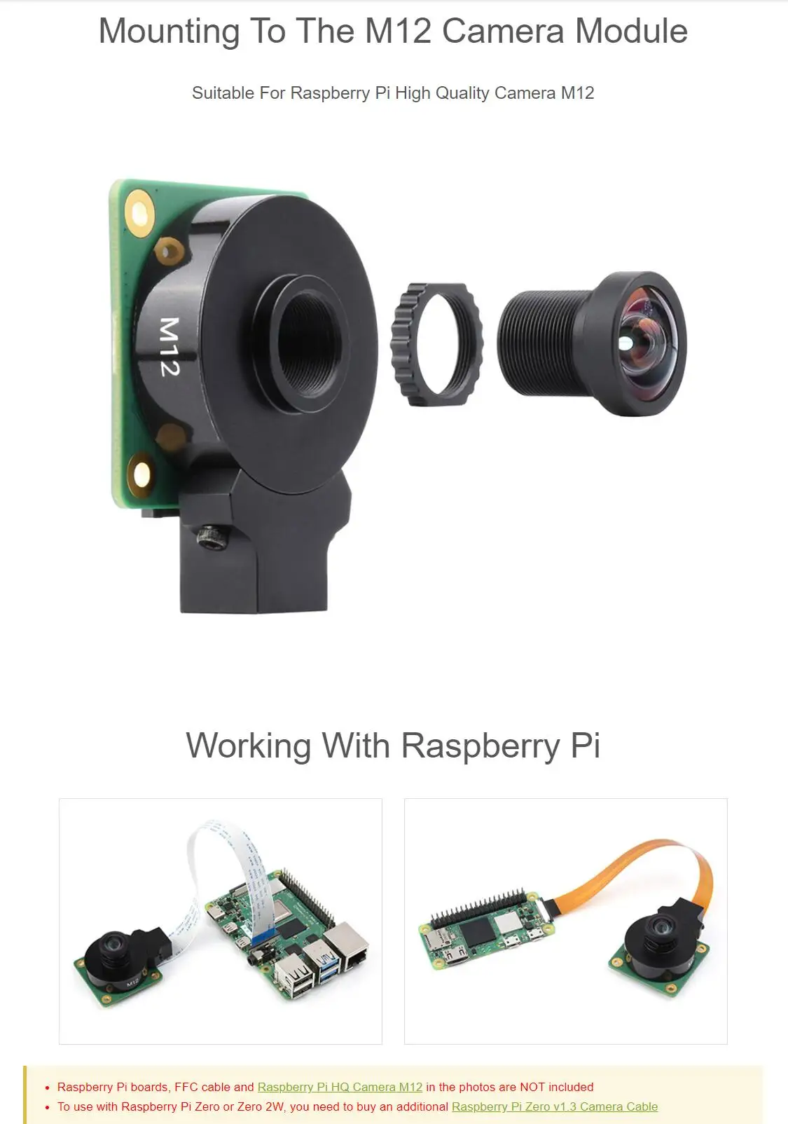 M12 عدسة عالية الدقة 12MP 113 ° FOV 2.7 مللي متر البعد البؤري متوافق مع Raspberry Pi كاميرا عالية الجودة M12