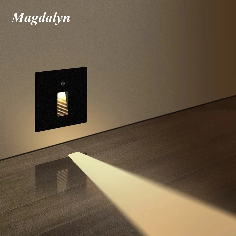 

Magdalyn Waterproof Exterior Magnetic Staircase Lamp Sensor Step Led Wall Lighting Home Ressessed Aluminum Indoor Ladder Light