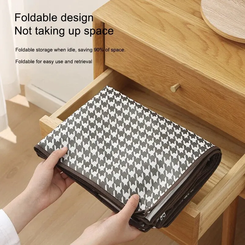 1pc Houndstooth Quilt Clothes Storage Bag Big Capacity Foldable Dustproof Toys Bags Moisture Dust Proof Proof Organizer