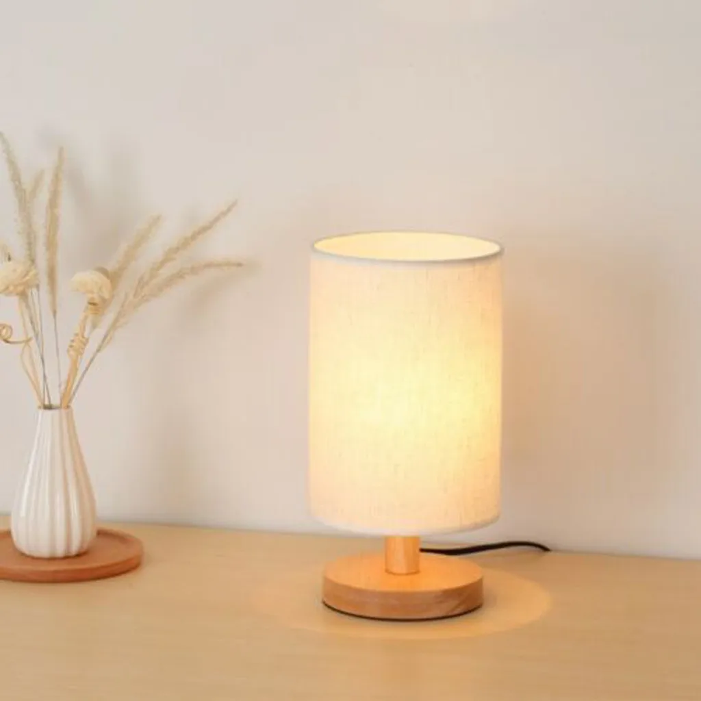 Bedside Lamp Night Light button on/off minimalist style design,Warm White Gift Wood Table lamp lámpara mesita noche table lamp