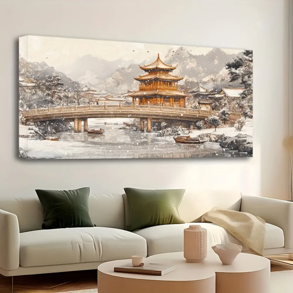 

1.5 inch thick pine solid wood frame, Chinese ink painting mural canvas poster, bedroom decoration, office decoration gift