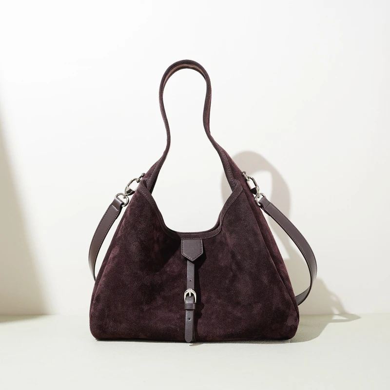 

Korean Ins Versatile Faux Suede Cowhide Women Commuter Underarm Bags Cool Spicy Girls Casual Tote Shoulder Bag Fashionable Purse