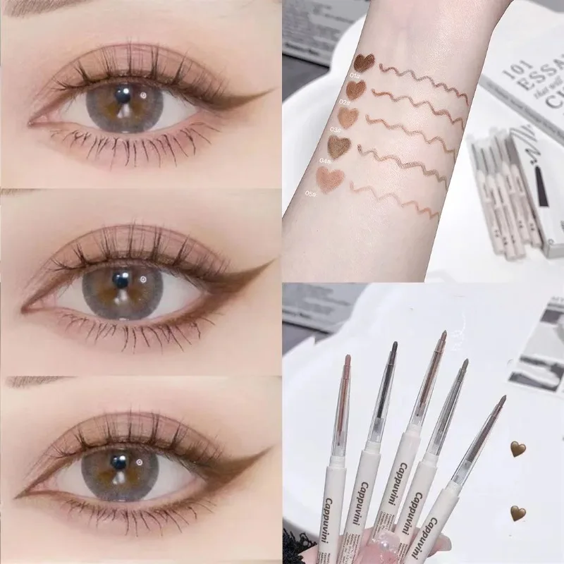 Penna Gel per Eyeliner con baco da seta sdraiata opaca impermeabile non fiorita matita per Eyeliner ad asciugatura rapida penna per ombretti marrone da tè