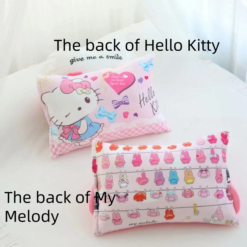 MINISO Sanrio Pillowcase Large Double Side Hello Kitty My Melody Kuromi Piano Cute Fluffy Soft Plush Flannel Kawaii Couple Clean