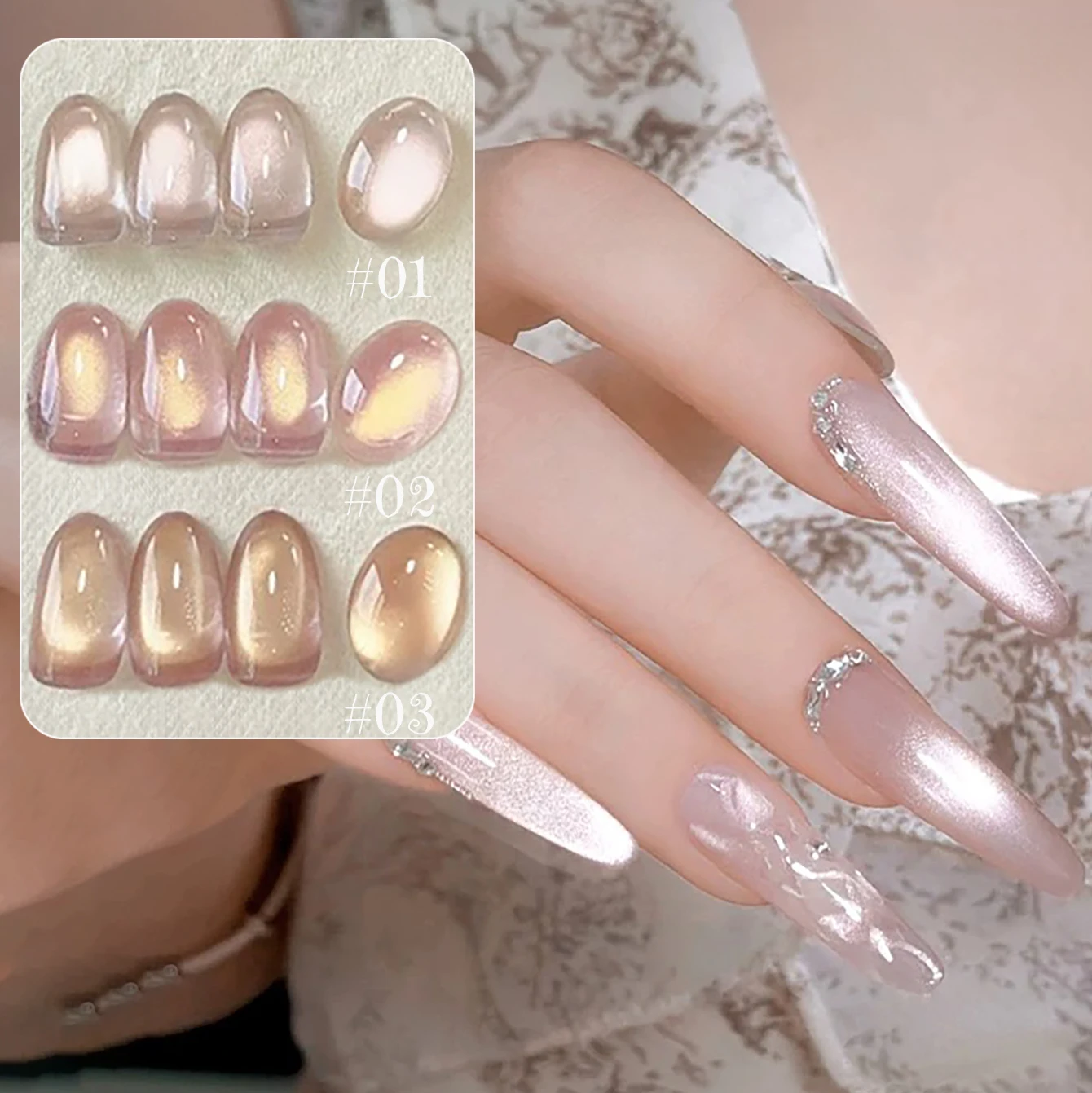 1pcs TC 2025 New Whitening Pure Heroine Cat Eye Gel Nail Polish Ice Transparent Flash Lust Golden Light Cat Eye Nail Art