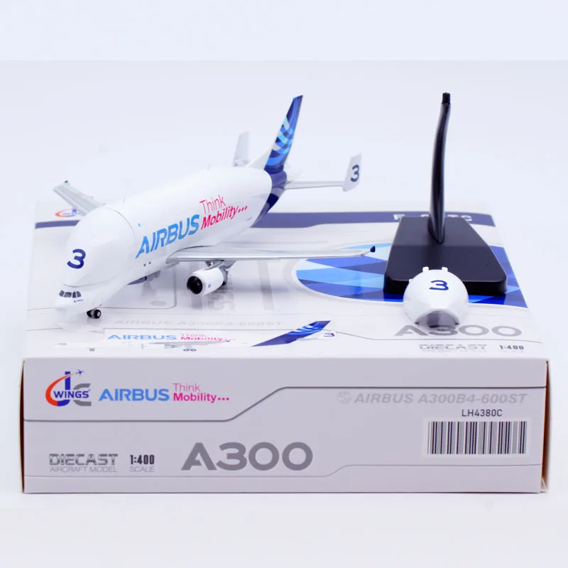 LH4380C Alloy Collectible Plane Gift JC Wings 1:400 Airbus A300-600ST 'Beluga No.3' Interactive Diecast Aircraft Model F-GSTC