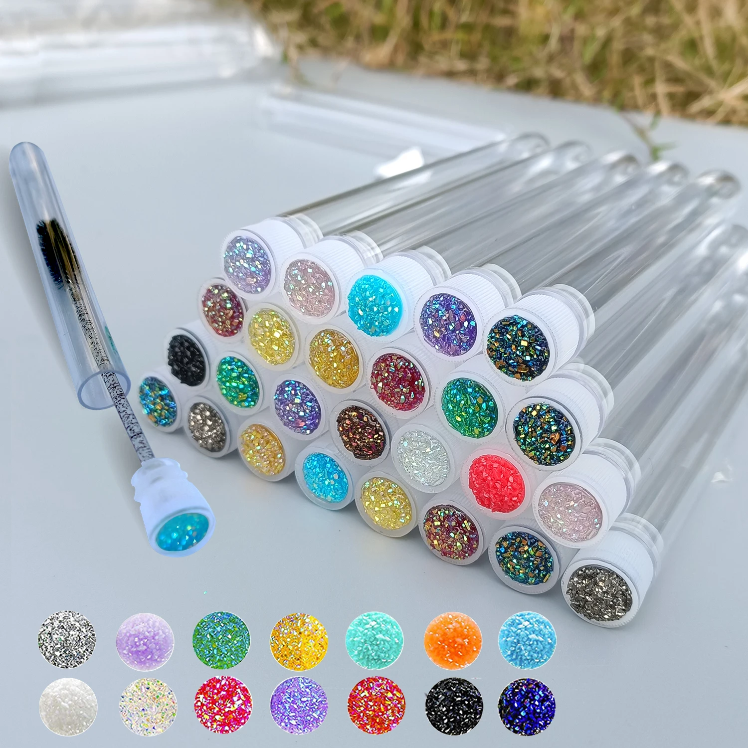 50pcs Reusable Eyelash Brush Tube Eye Lash Brush Eyebrow Brush Resin Drill Replaceable Mascara Wand Brushes Dust-proof