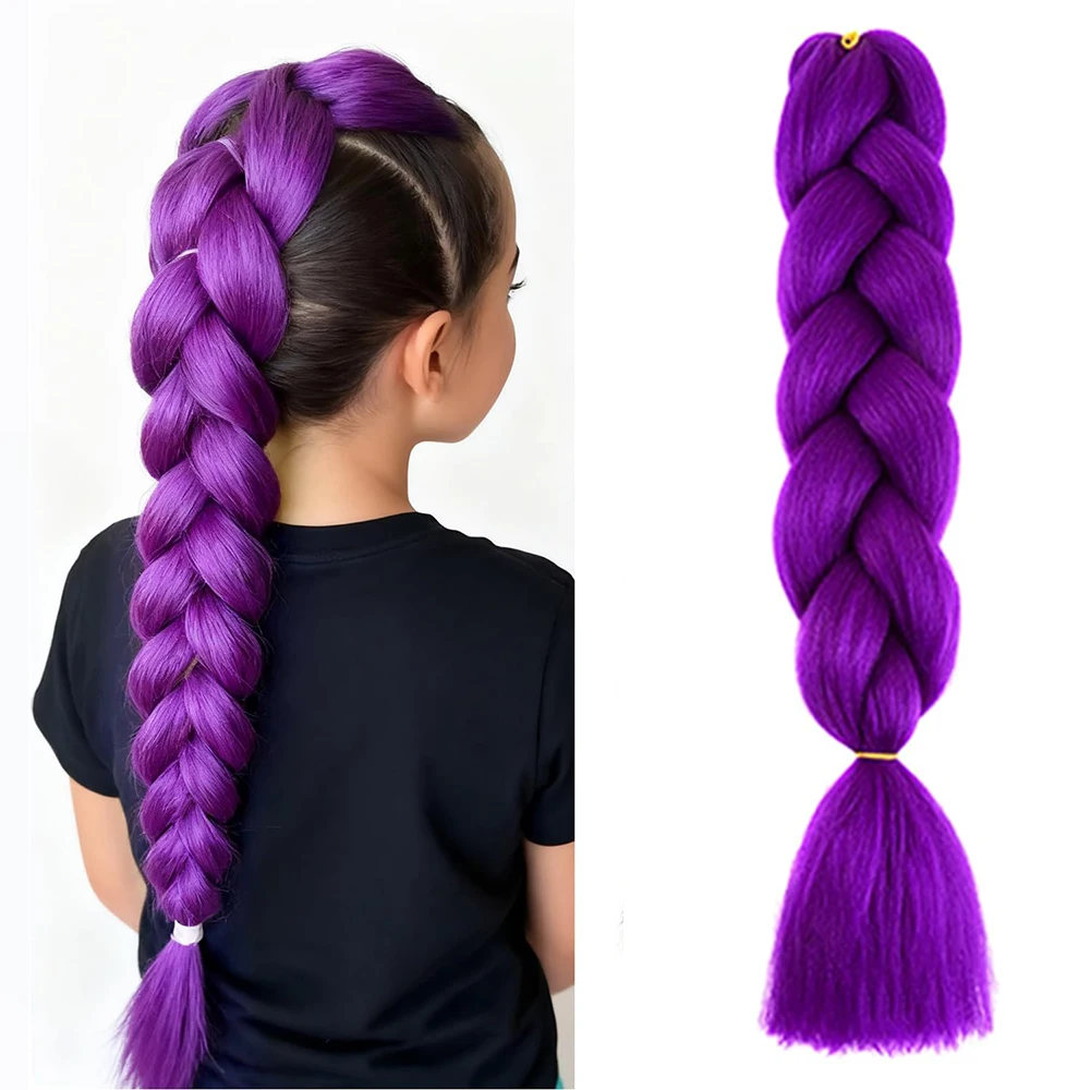 Synthetic High Temperature Extensions 24 Inch 1 Packs Jumbo Braiding Hair Ombre Brown Pink Twist Crochet Braids Hair for Women