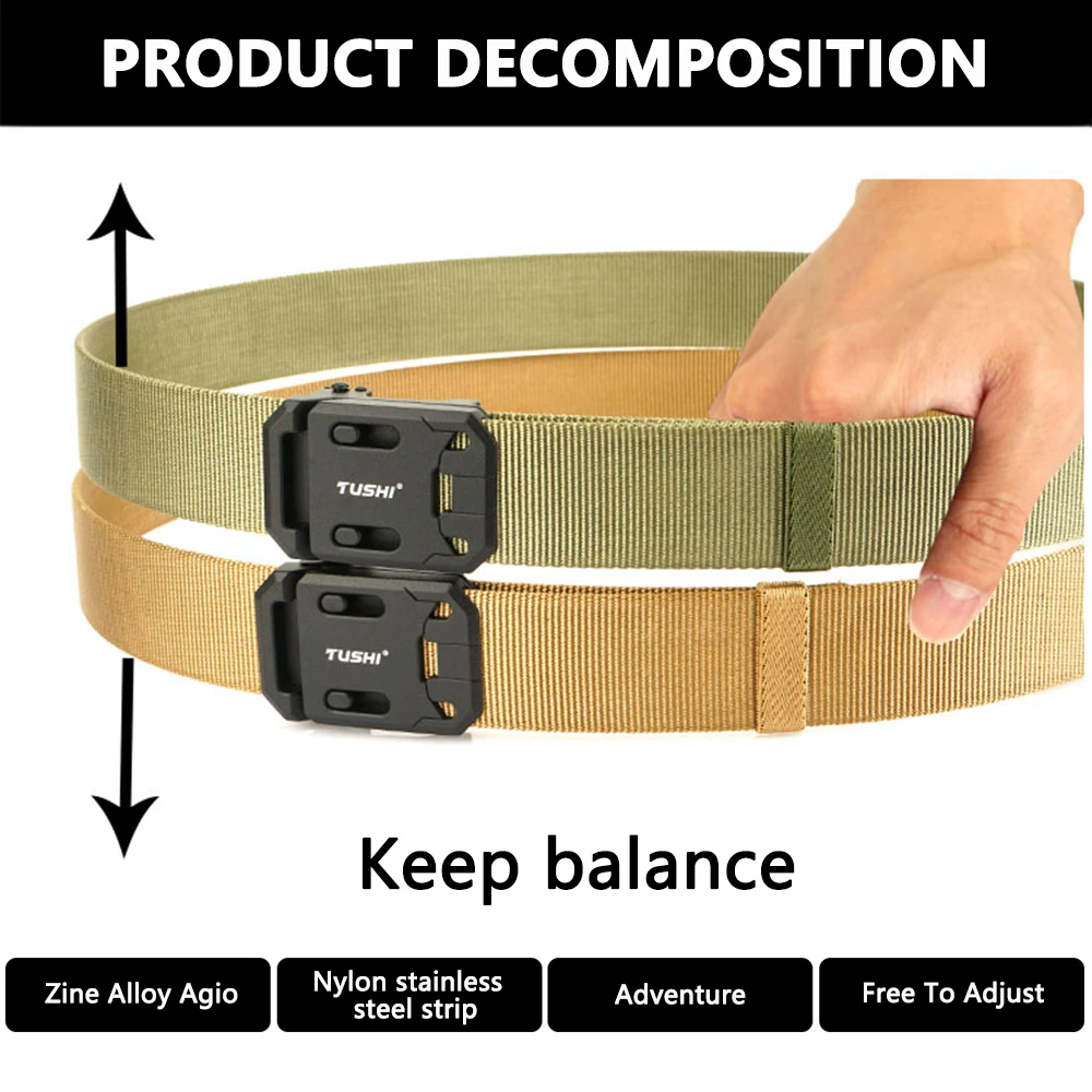 TUSHI New Military Belt for Men Sturdy Nylon Metal Automatic Buckle Police Duty Belt Tactical Outdoor Girdle IPSC Accessories