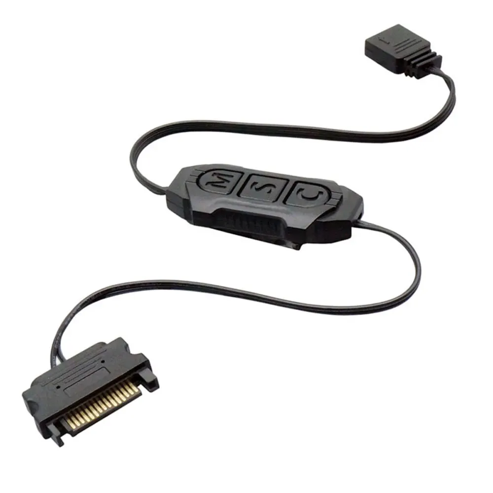 Computer Fan LED Adapter Cable Sata to 3Pin ARGB Sync Hub Black White Rainbow 5V 3Pin ARGB Controller RGB Hub Cable