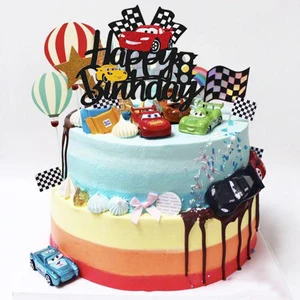 Disney McQueen Lightning Cars Happy Birthday Cake Toper Kinder Babyparty Geburtstag Party Dekoration Babyparty Geschenk Spielzeugmittelräume 12 Hauptverkaufs -Top -Königin -Kuchen - №5