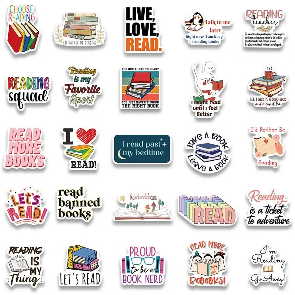 Unique Book Lover Stickers Book Reading Stickers 50pcs Reading Lovers Stickers Diverse Patterns for Kids Teens for Books