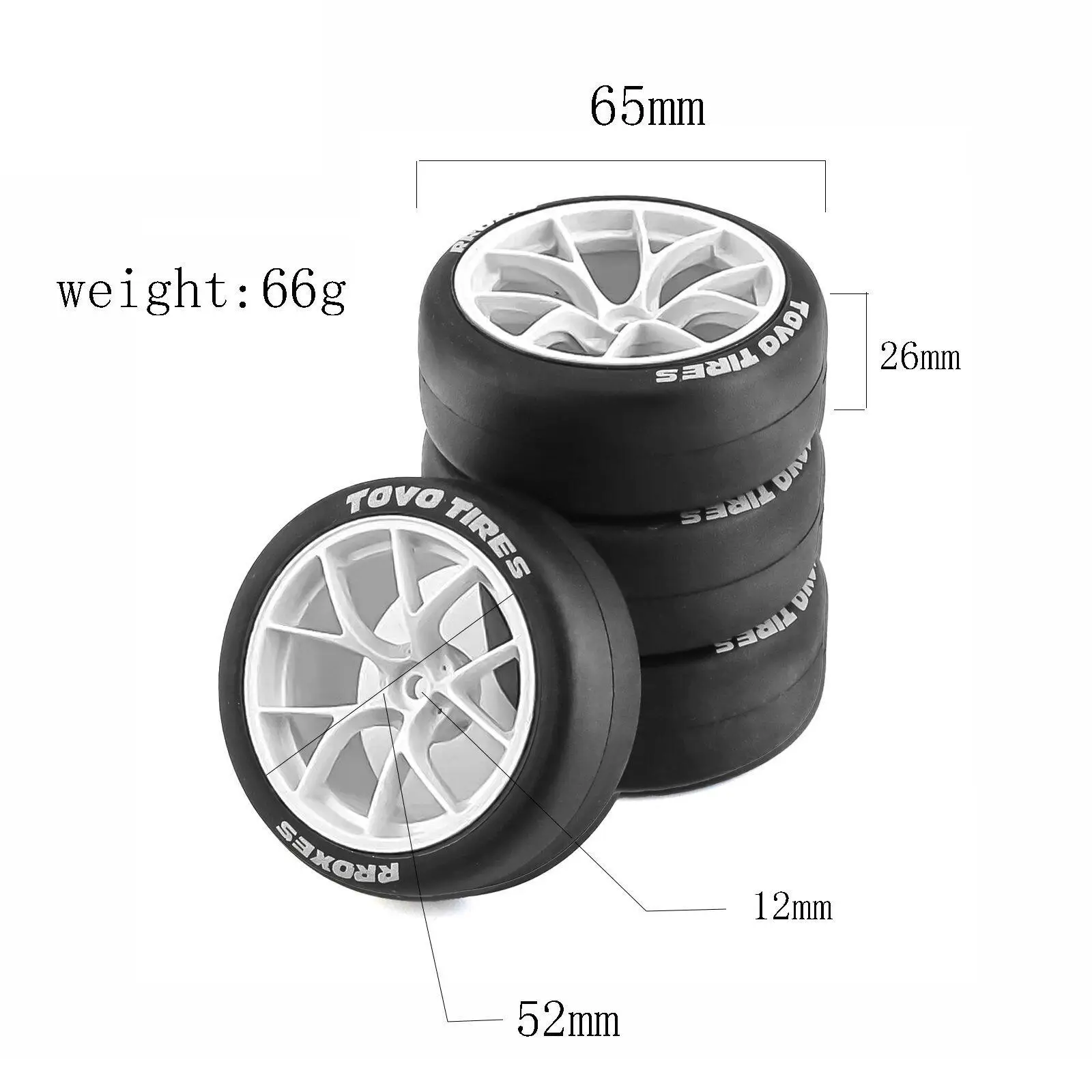 Reemplazo de neumático de deriva de goma para coche teledirigido, 4 piezas, para TT02 1:10 RC en coche de carretera