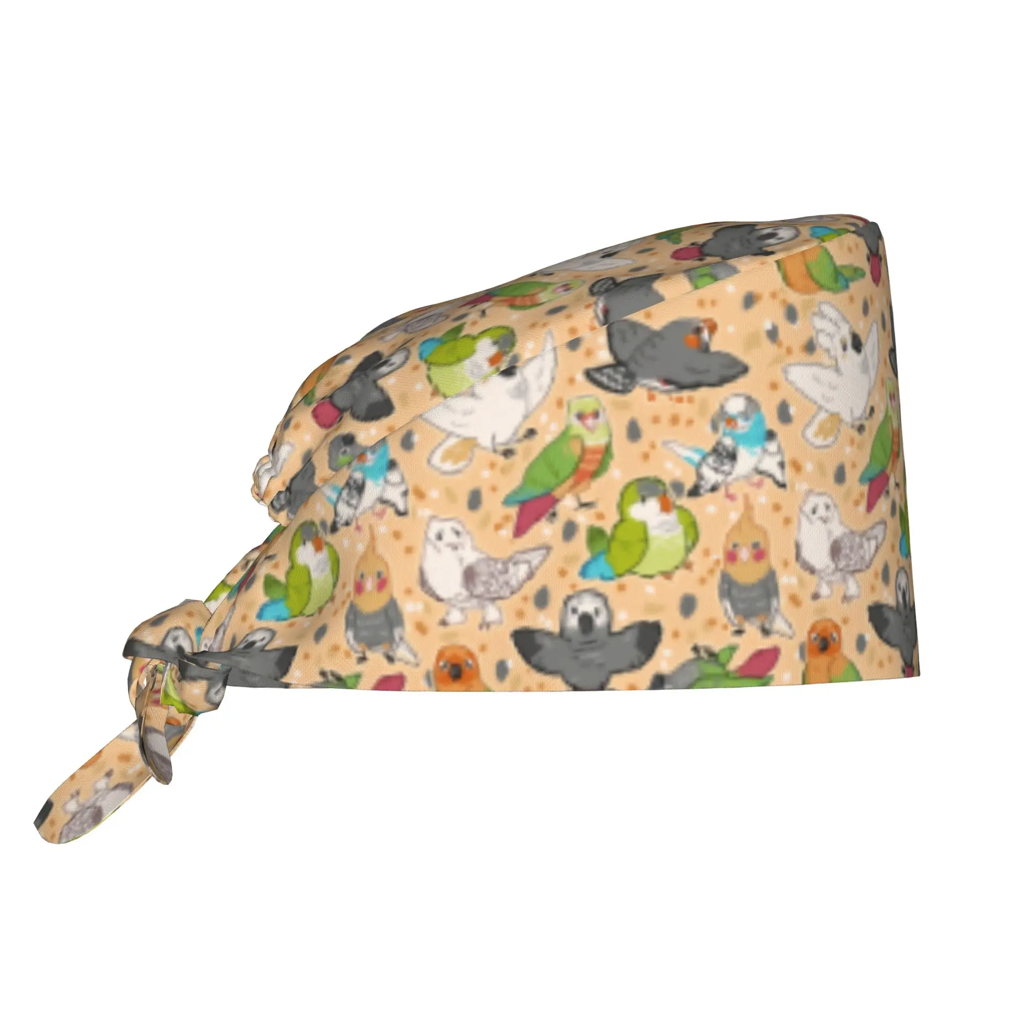Adjustable Pet Birds Cockatiel Budgie Parrot Working Hat Men Women  Scrub Caps Scrub Nursing Doctor Surgeon Cap for Chef